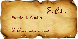 Parák Csaba névjegykártya